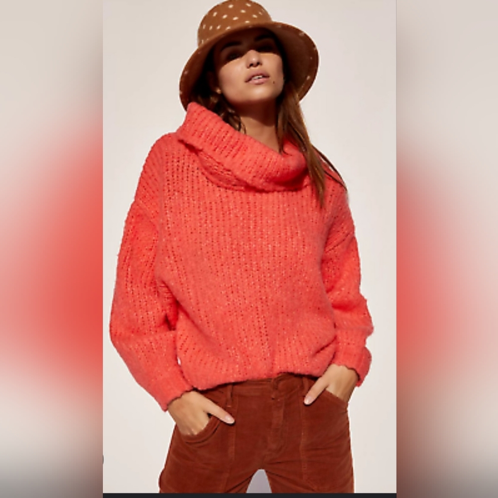 Anthropologie pilcro coral neck crop sweater xs